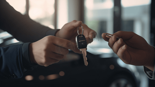汽车租赁经纪人或汽车保险代理人将车钥匙交给签订协议后联系的客户。
