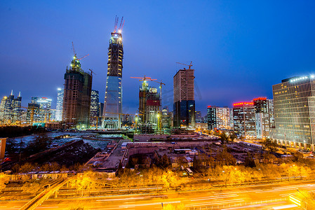 夜景北京cbd摄影照片_北京CBD建筑