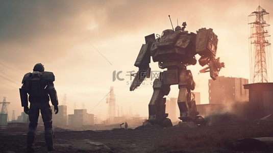 科幻战争背景图片_未来科技科幻机甲战争机器人