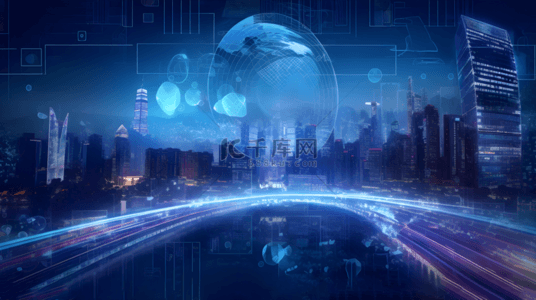发展城市背景图片_城市发展与科技人工智能数字科幻背景