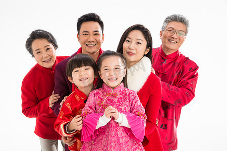 春节新年放假通知摄影照片_幸福家庭过新年