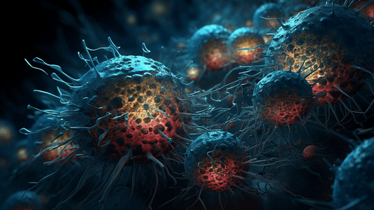 科技化学摄影照片_癌细胞的概念渲染图1