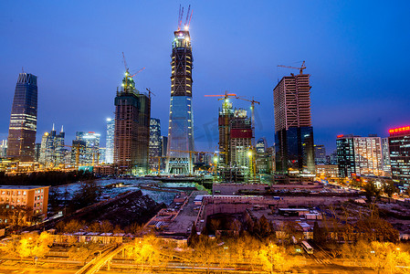 夜景北京cbd摄影照片_北京CBD建筑