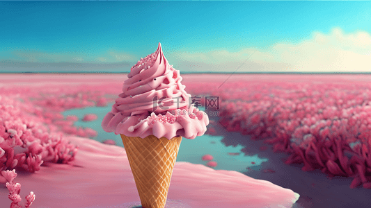 潘通色背景图片_粉红色冰淇淋花海