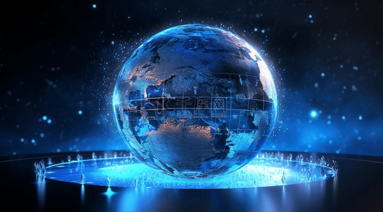 蓝色全球背景背景图片_科技背景地球全球化