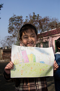 智慧城市人摄影照片_乡村小学里的小学生