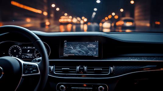 交通现代技术概念汽车导航系统在仪表板