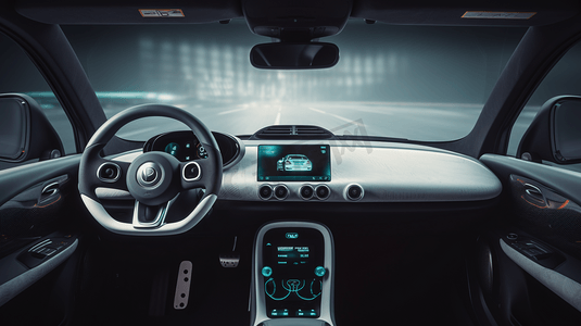 智能科技摄影照片_智能汽车概念车辆的空驾驶舱和自动驾驶模式