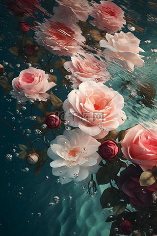 唯美高清水中花写实摄影感水下玫瑰情绪壁纸
