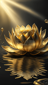 金色水花背景图片_高清精致的金色莲花