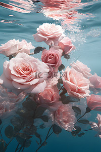 花玫瑰背景图片_唯美高清水中花写实摄影感水下玫瑰情绪壁纸