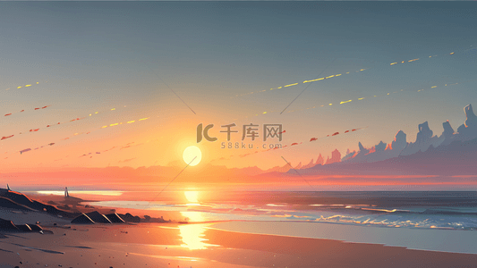 日出背景图片_清晨日出太阳海边海面