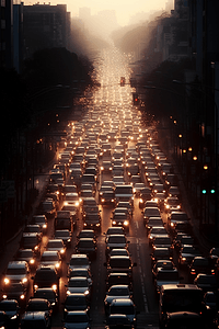 城市交通高峰时段交通堵塞
