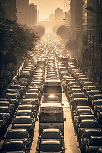 交通堵车摄影照片_城市交通高峰时段交通堵塞

