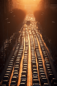 城市交通高峰时段交通堵塞
