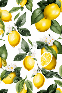 柠檬图案无缝插画
