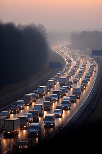 英国2009年1月:白金汉郡M40公路一侧的交通堵塞
