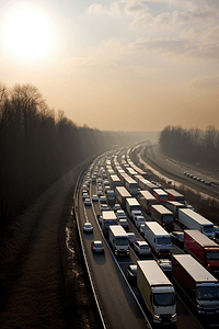 英国2009年1月:白金汉郡M40公路一侧的交通堵塞