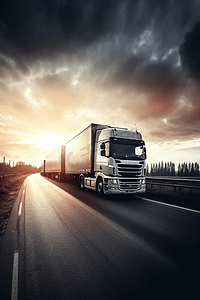 公路运输摄影照片_公路运输货物运输。运输的概念
