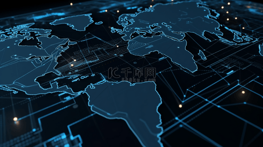 创新发展共赢未来背景图片_蓝色商务科技世界地图背景
