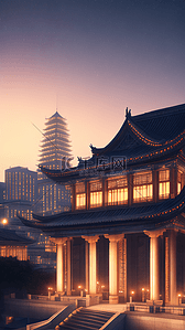 灯光夜景背景图片_建筑夜景灯光璀璨