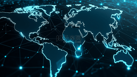 合作背景图片_蓝色商务科技世界地图
