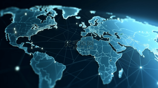 蓝色合作背景图片_蓝色商务科技世界地图背景