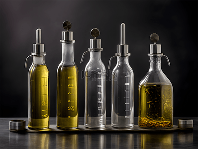 写实摄影特写玻璃瓶装食用油商品图