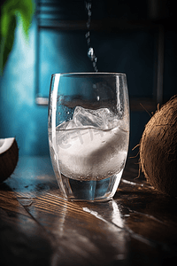 一杯新鲜有机椰子水