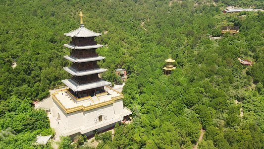 晋祠摄影照片_航拍山西太原太山