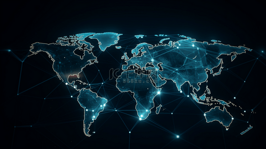 合作共赢背景图片_蓝色商务科技世界地图背景