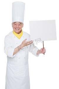 拿着白板摄影照片_一个厨师拿着白板
