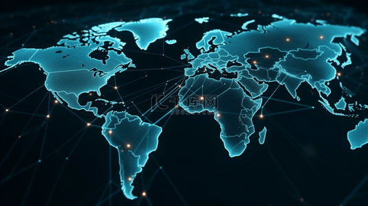 商务合作科技背景图片_蓝色商务科技世界地图背景