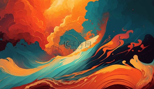 抽象橙色背景图片_炫彩火焰抽象质感纹理