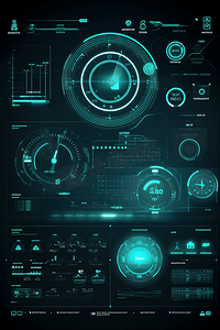 应用的HUD UI元素，未来的用户界面。摘要虚拟图形触摸用户界面。UI hud信息图形界面屏幕监控雷达