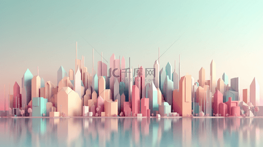 几何城市背景图片_彩色立体城市建筑高楼大厦