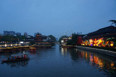 南京地标图片摄影照片_江苏省南京秦淮河夜景