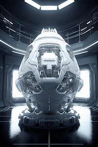 高科技的物体在科幻小说的实验室或宇宙飞船中被具体化3D渲染