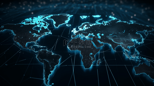 蓝色商务科技世界地图背景