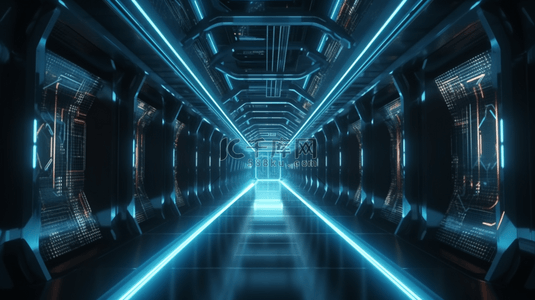 蓝色科技光效隧道穿越