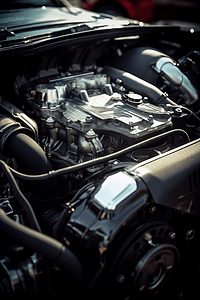 汽车维修收费摄影照片_清洁汽车发动机的详细照片