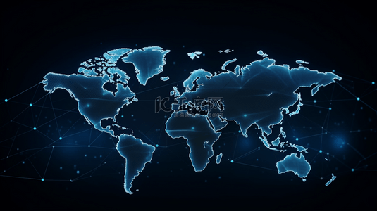 科技商务合作背景图片_蓝色商务科技世界地图背景