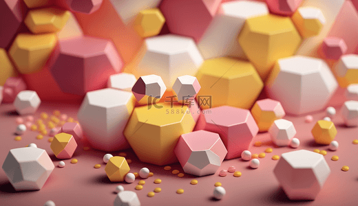果冻黄色背景图片_粉白色六角形状的果冻