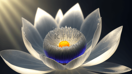 光效莲花背景图片_阳光下晶莹剔透的银莲花