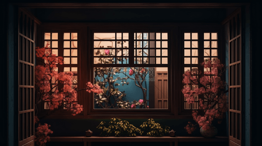 中国风中式大窗厅堂风景