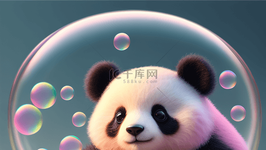 呆萌背景图片_泡泡中的可爱呆萌熊猫