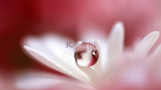 晶莹剔透的露珠和精致白色花瓣