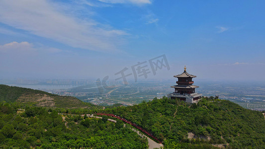 古色古香风景摄影照片_航拍山西太原太山