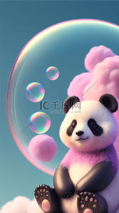 活泼背景图片_泡泡中的可爱呆萌熊猫