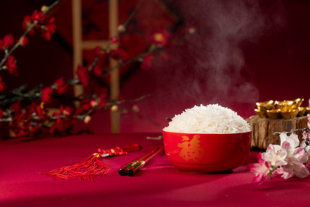 米字格写字格书法摄影照片_中国传统特色热腾腾的米饭